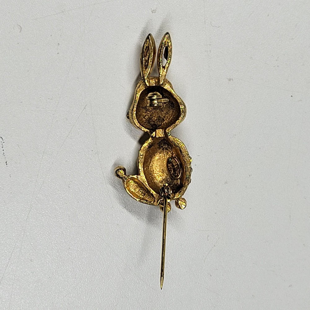 Vtg Alice Caviness Bunny Rabbit Pin Rare Rhinestone Brooch Easter Spring Signed - Picture 11 of 15